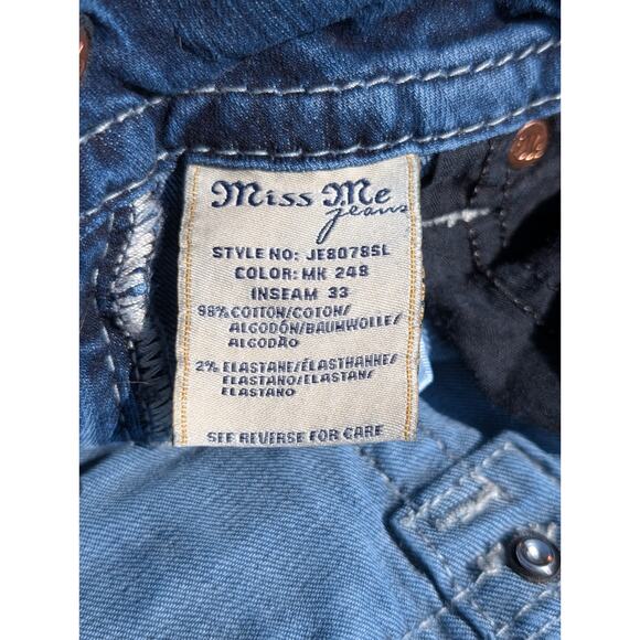 Miss Me Jeans Bling Cross Signature Skinny Size 25 Diamond Chrome Y2K JE8078SL - Picture 4 of 11